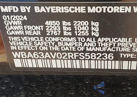 2024 BMW 430I Gran Coupe from USA, damaged, VIN WBA63AV02RFS58236